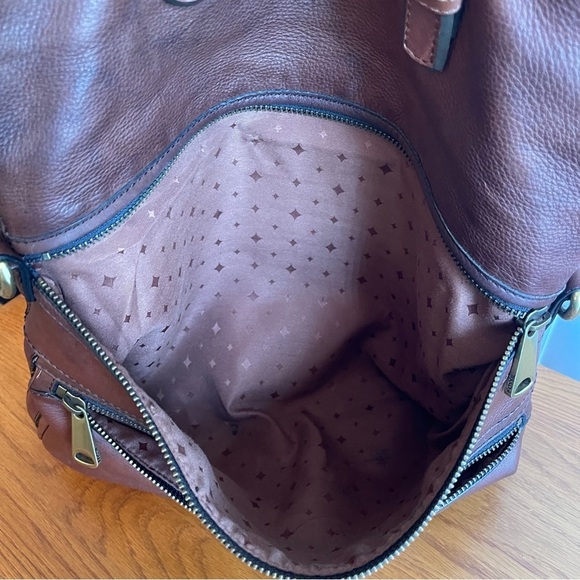 Fossil Brown Leather Explorer Foldover Tote Bag - Picture 12 of 17